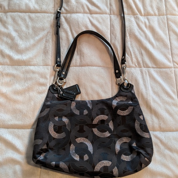 Small Black and Silver Coach Signature Crossbody - Picture 4 of 6